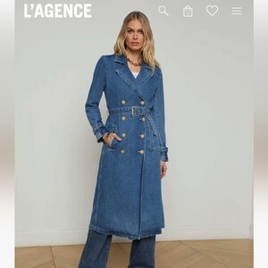 L'AGENCE $595 Bradley Denim Trench Jacket